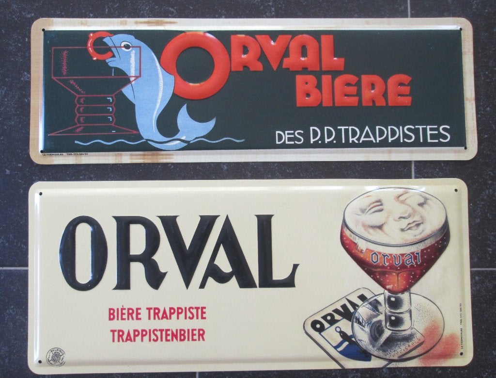 2 reclame borden van Orval, Enlèvement, Comme neuf, Panneau, Plaque ou Plaquette publicitaire, Autres marques