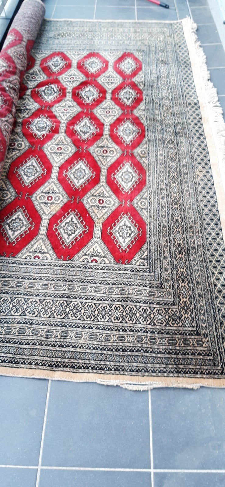 vintage handgeknoopt Bokhara tapijt ( afghanistan, Pakistan, Huis en Inrichting, Ophalen, Rood