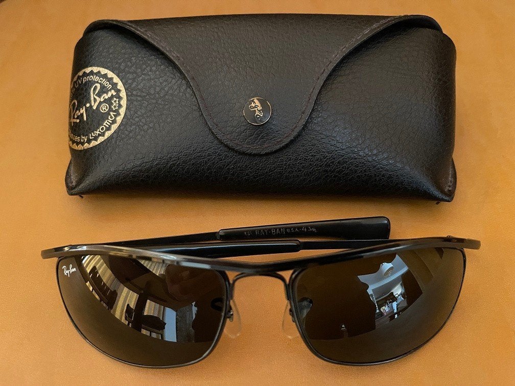 Vintage B&L Ray-Ban Black Olympian I zonnebril Bikers O1, Gebruikt, Zonnebril, Zwart, Ophalen of Verzenden