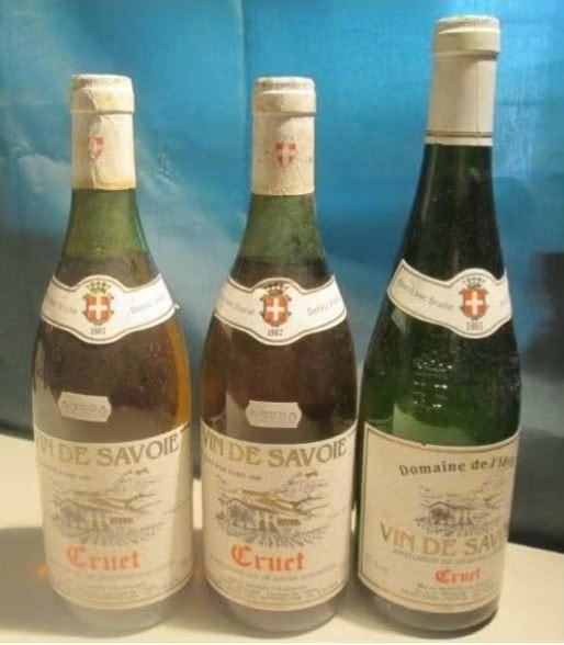 3x Vin de Savoie - Cruett - 1987/1991, Enlèvement ou Envoi, Pleine, Comme neuf, Vin blanc