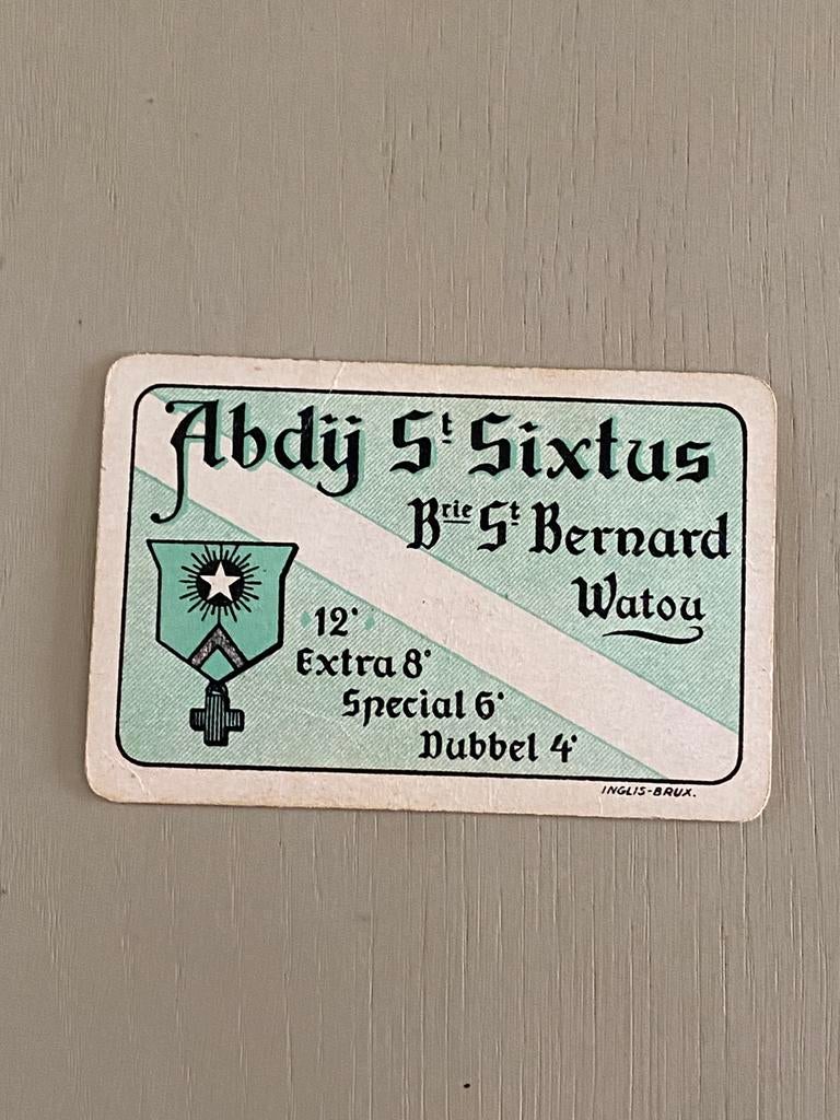 Oude speelkaart abdij St-Sixtus brouwerij ST BERNARD - WATOU, Ophalen of Verzenden, Gebruikt, Speelkaart(en)