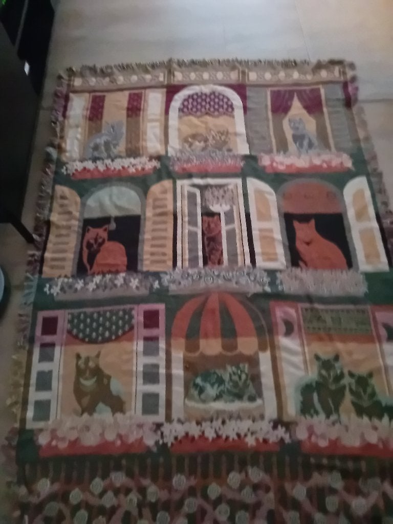 Tapijt met vintage kattenpatroon, Ophalen of Verzenden