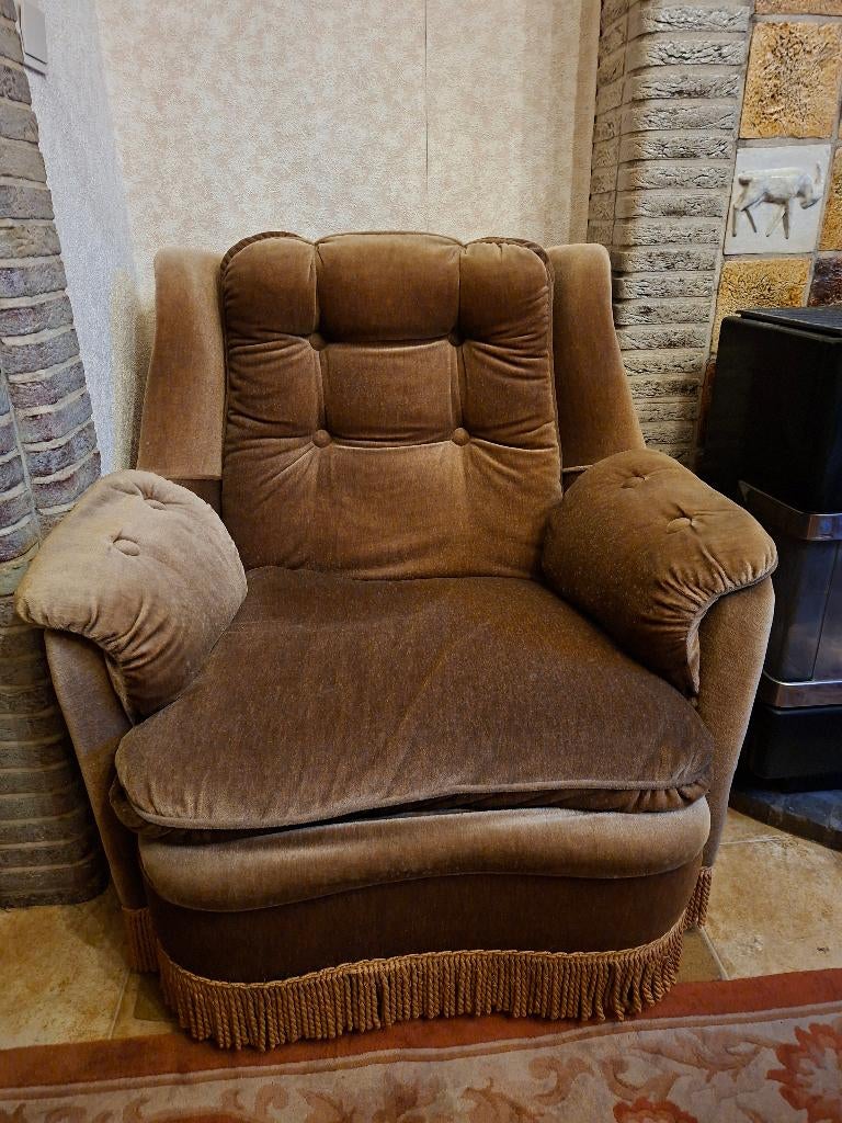 Set van 2 vintage fauteuils – gratis mee te nemen, Huis en Inrichting, Zetels | Zetels, Ophalen, Gebruikt, Eenpersoons, Stof