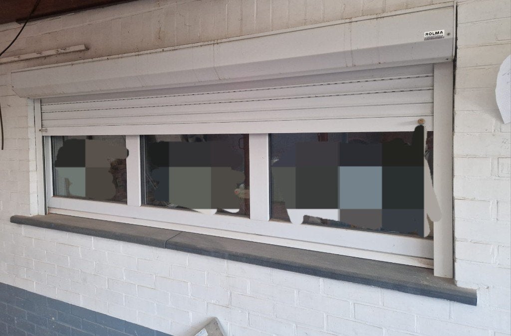 PVC raam met dubbel glas en rolluik – 86 x 217 cm, Doe-het-zelf en Bouw, Glas en Ramen, Ophalen, Gevelraam of Ruit, Gebruikt, 80 tot 120 cm