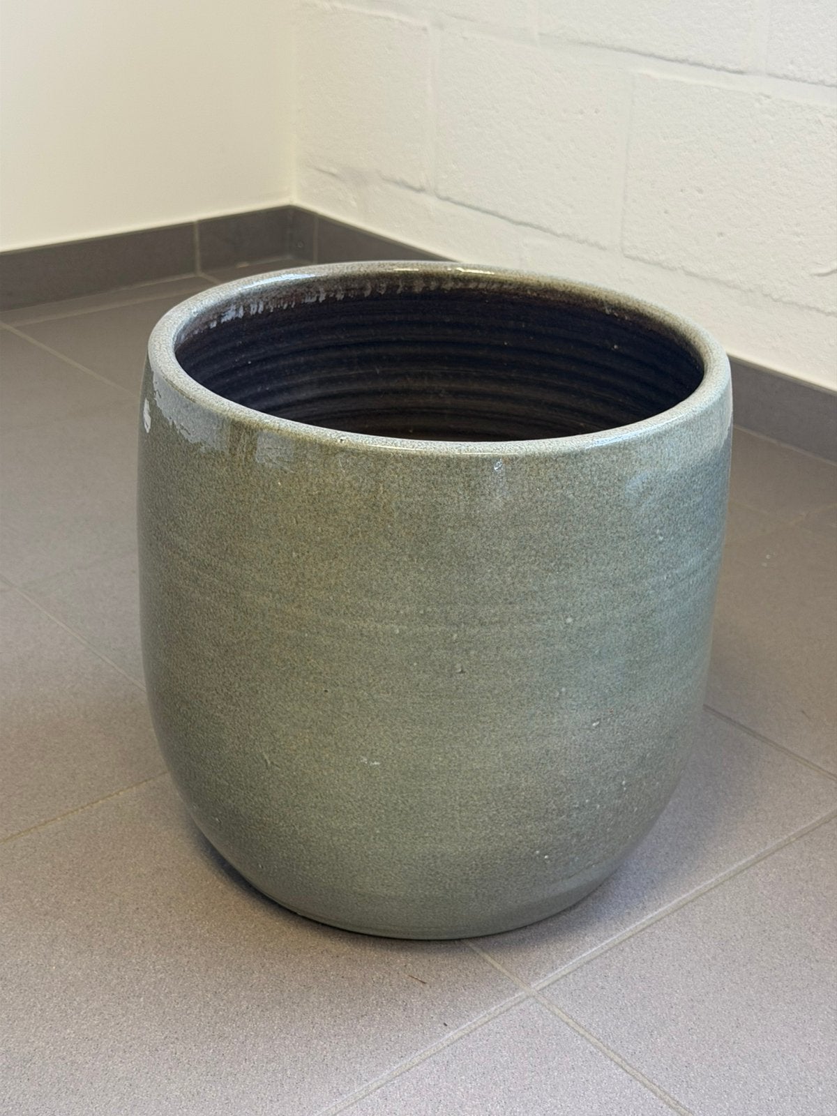 Aardewerken groengrijze pot 31x31cm, Ophalen, Zo goed als nieuw