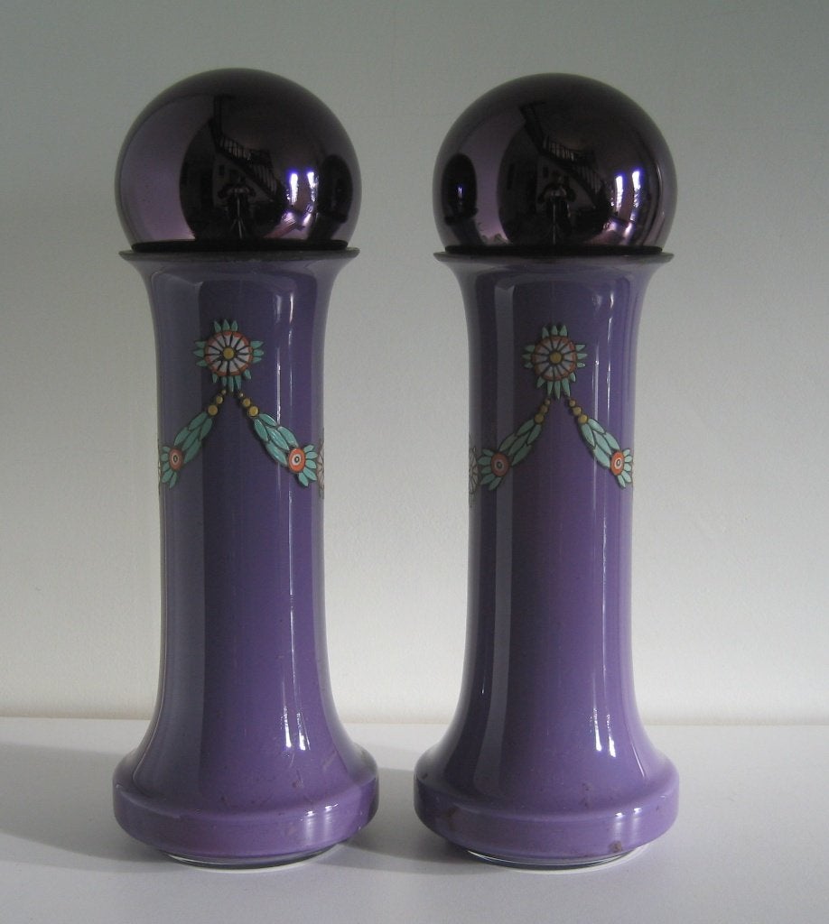 Paar antieke keramische Art-Deco vazen met bol - 8110, Antiek en Kunst, Ophalen