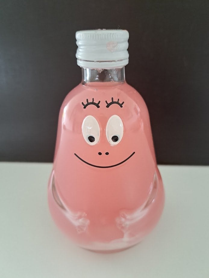 Bouteille verre vintage - Barbabapa - Sirop de barbe à papa, Collections, Enlèvement ou Envoi, Autres personnages, Comme neuf