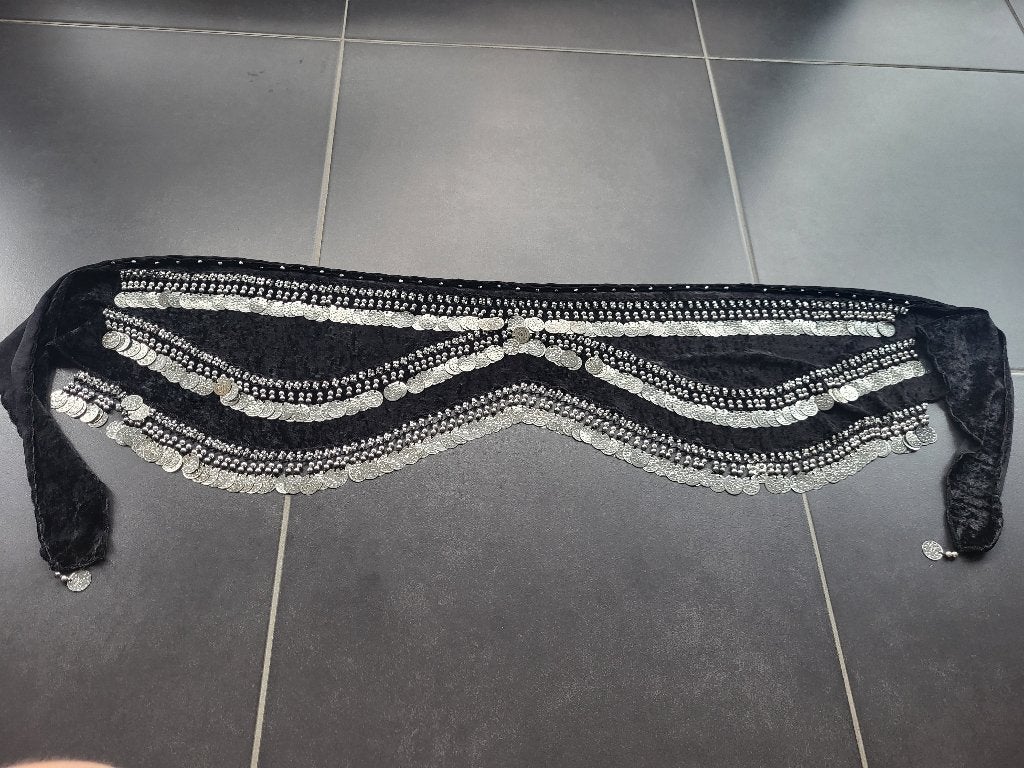Zwarte buikdans heup sjaal, Ophalen of Verzenden, Gebruikt, Accessoires