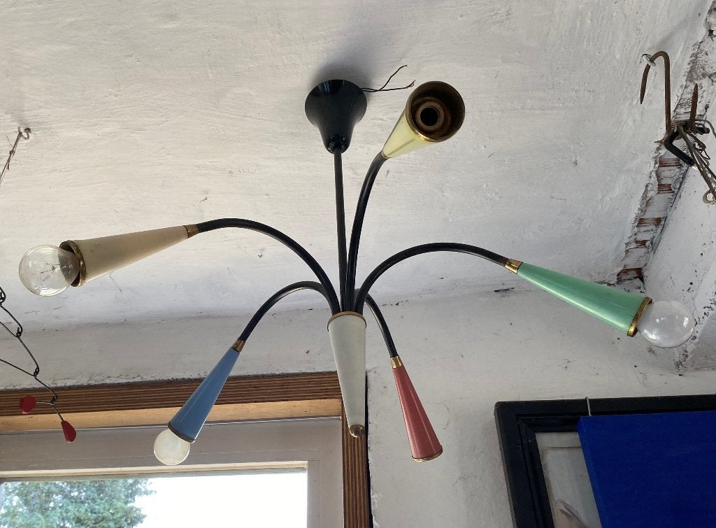 Italiaanse spider vintage hanglamp jaren 50, Ophalen, Lamp