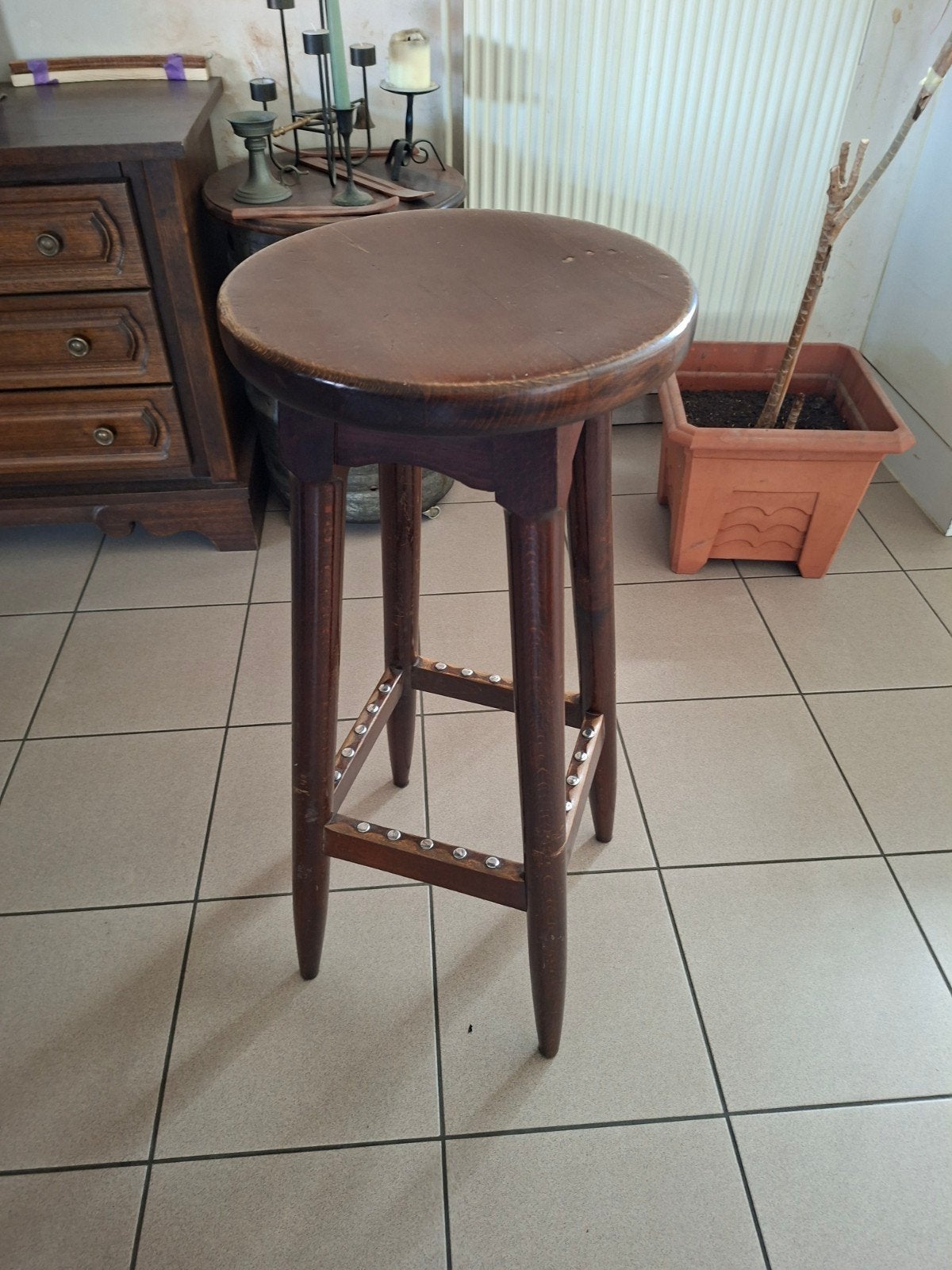 3 barkrukken vintage, Huis en Inrichting, Barkrukken, 3 krukken, Ophalen, Gebruikt, Hout