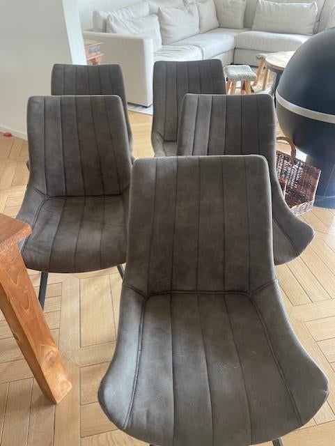 woonkamer stoel 5X, Enlèvement, Comme neuf, Gris, Cinq, Six Chaises ou plus
