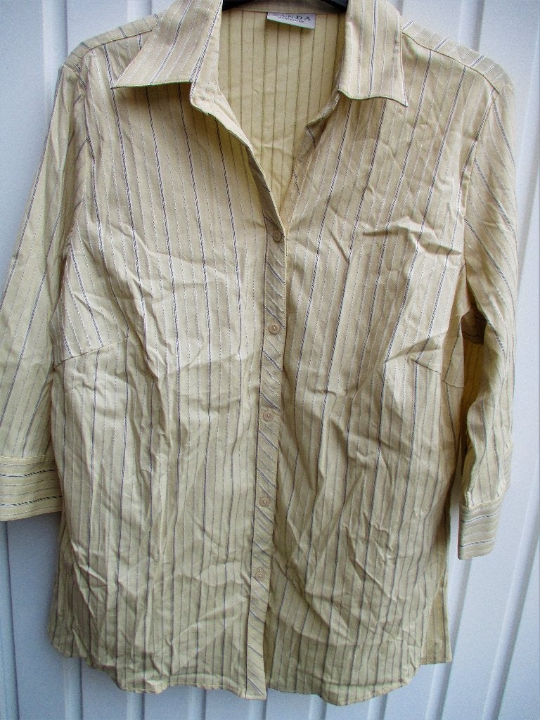 Beige hemd met fijne strepen maat 48, Kleding | Dames, Ophalen of Verzenden, Nieuw, Maat 46/48 (XL) of groter, Beige