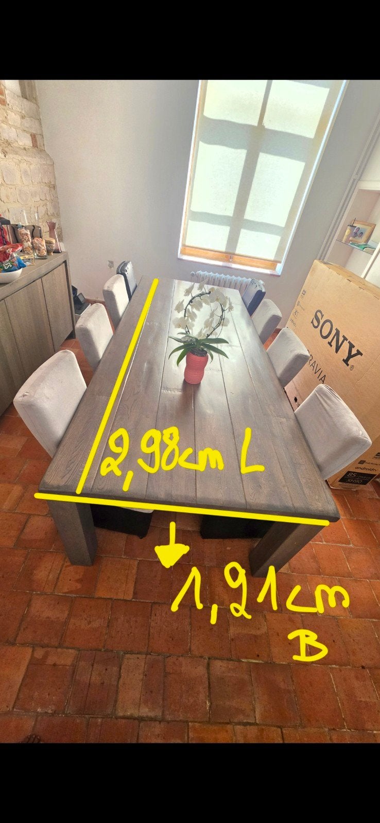 Grote design tafel 298 x 121 cm – plaats voor 8+ personen, Enlèvement