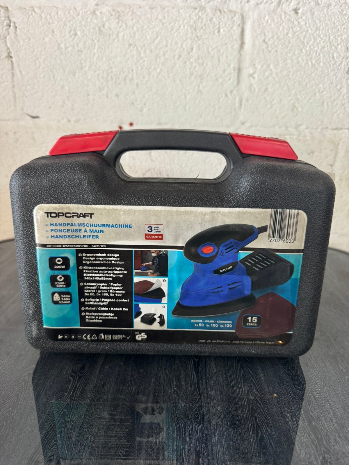 TOPCRAFT handpalmschuurmachine 220W, Doe-het-zelf en Bouw, Gereedschap | Schuurmachines, Ophalen, Nieuw