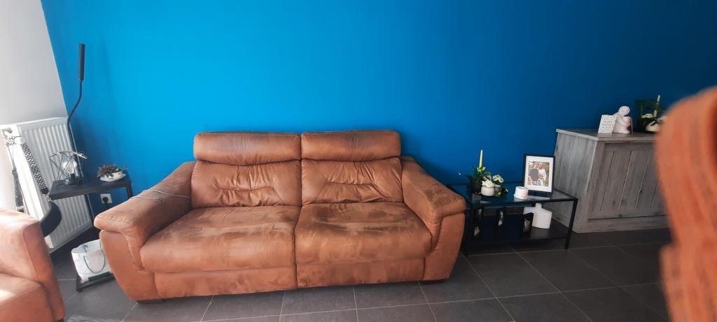 Cognac kleurige zetel, Ophalen, Gebruikt, Overige materialen, Modern
