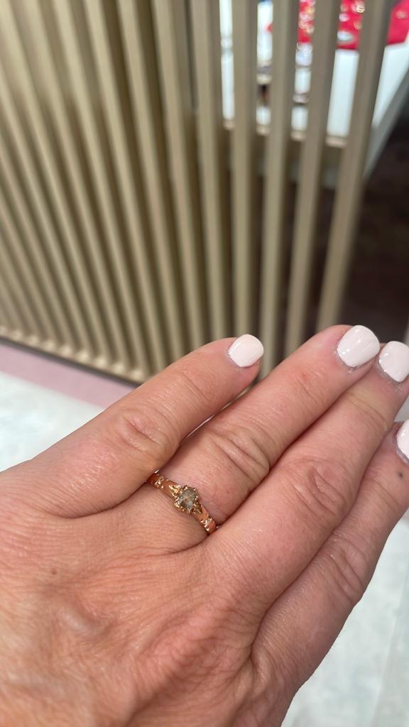 Rosé gouden ring 18 kt met diamant oude slijp, Handtassen en Accessoires, Ringen, 18 tot 19, Gebruikt, Verzenden, Dame of Heer