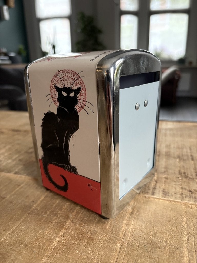 servethouder retro 'tournée du chat noir', Comme neuf, Enlèvement, Autres styles, Métal