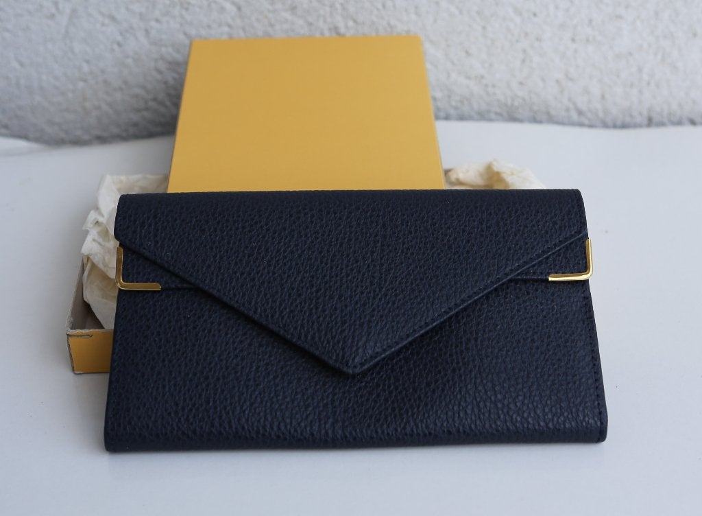 Donkerblauwe leren portemonnee - nieuw, Handtassen en Accessoires, Ophalen of Verzenden, Nieuw, Blauw, Leder