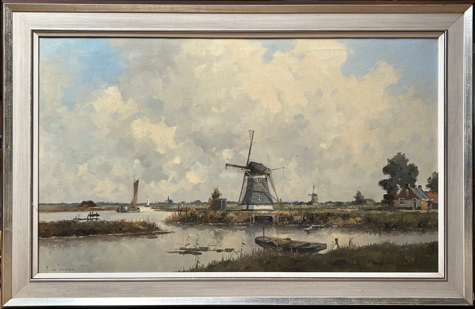 M. de Jongere - Molens bij Hilligersberg 80x120cm, Ophalen, Doek, Realistisch, Landschap