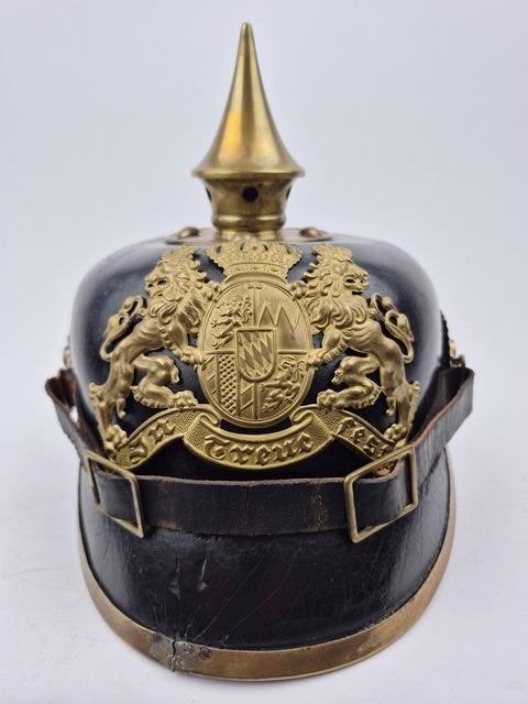 Pickelhaube, pinhelm Bayern WO1, WW1, Verzamelen, Verzenden, Helm of Baret