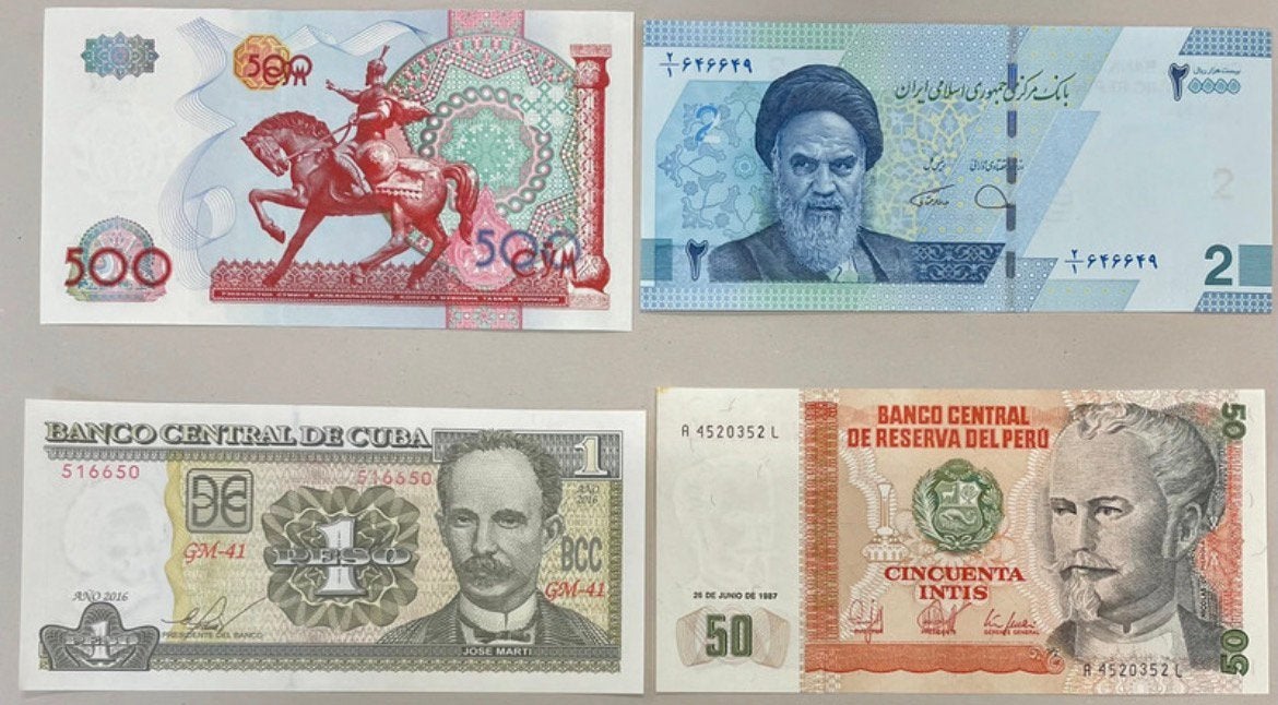 Lot de 4 billets de banque du monde sans circuler, Timbres & Monnaies, Enlèvement ou Envoi, Billets de banque