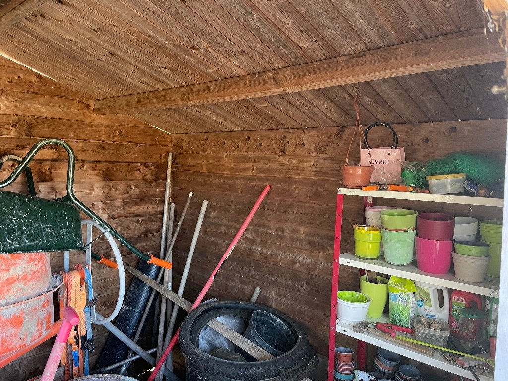 Abri de jardin en bois 28 mm avec toiture en tuiles, Enlèvement, Bois, Abri de jardin