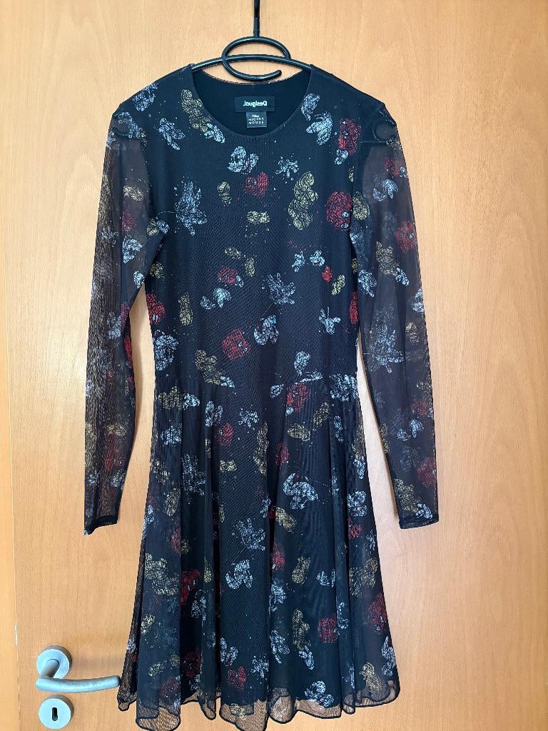 Desigual Jurk zwart Mickey Mouse Lovers - Size XS, Zwart, Ophalen of Verzenden, Zo goed als nieuw, Knielengte