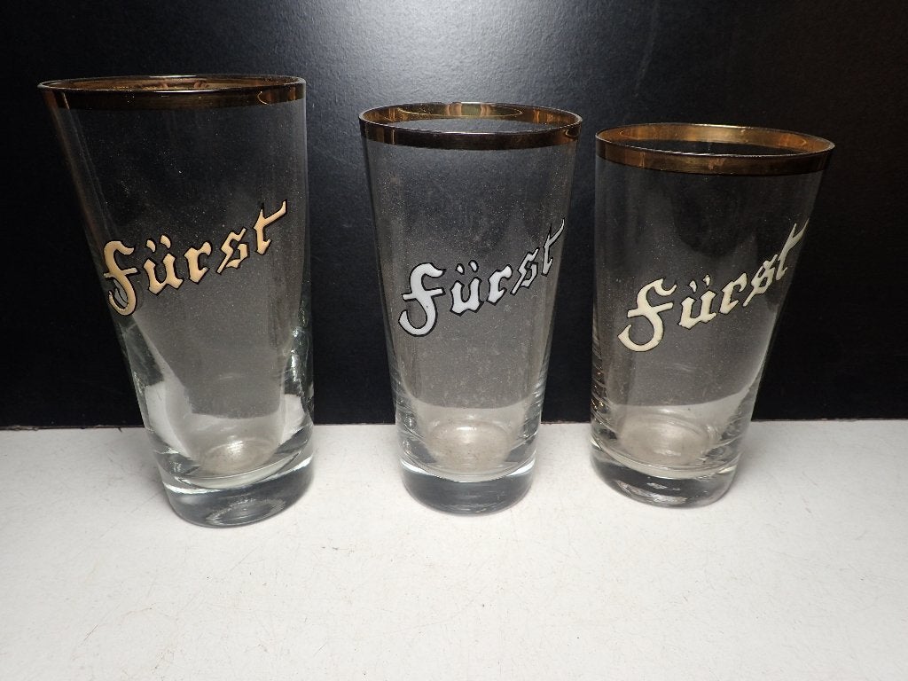 3 emaille glazen Furst  Boortmeerbeek, Verzamelen, Ophalen of Verzenden, Gebruikt, Glas of Glazen, Overige merken