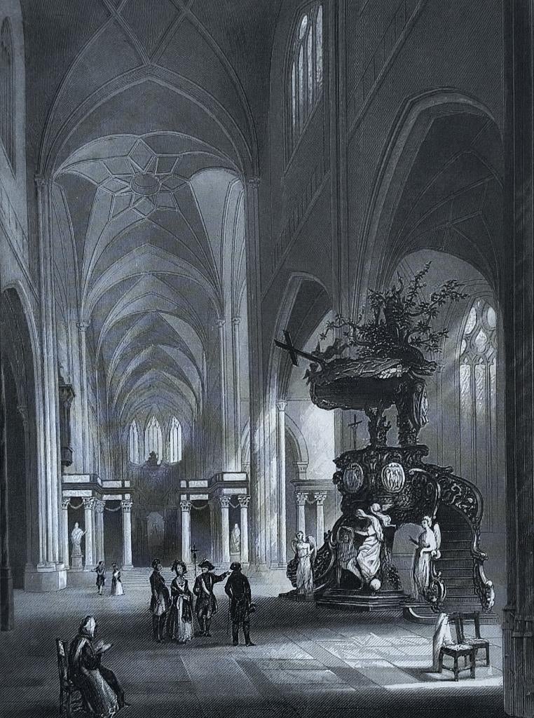 Sint-Baafskathedraal in Gent, Antiek en Kunst, Kunst | Etsen en Gravures, Ophalen of Verzenden