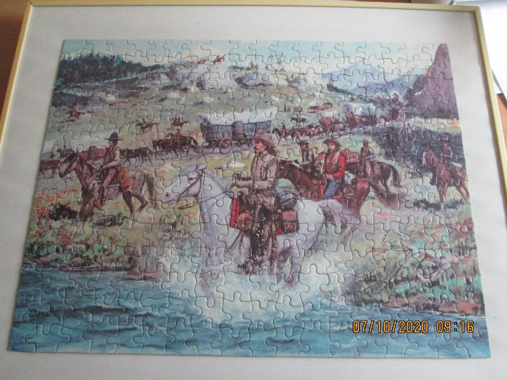 Cadre avec puzzle décor « INDIENS »., Moins de 50 cm, Comme neuf, Synthétique, Enlèvement