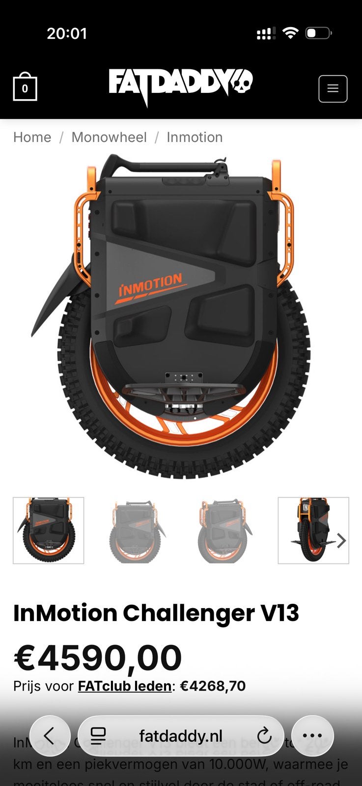 Monowheel Inmotion v13 Challenger, Ophalen, Nieuw