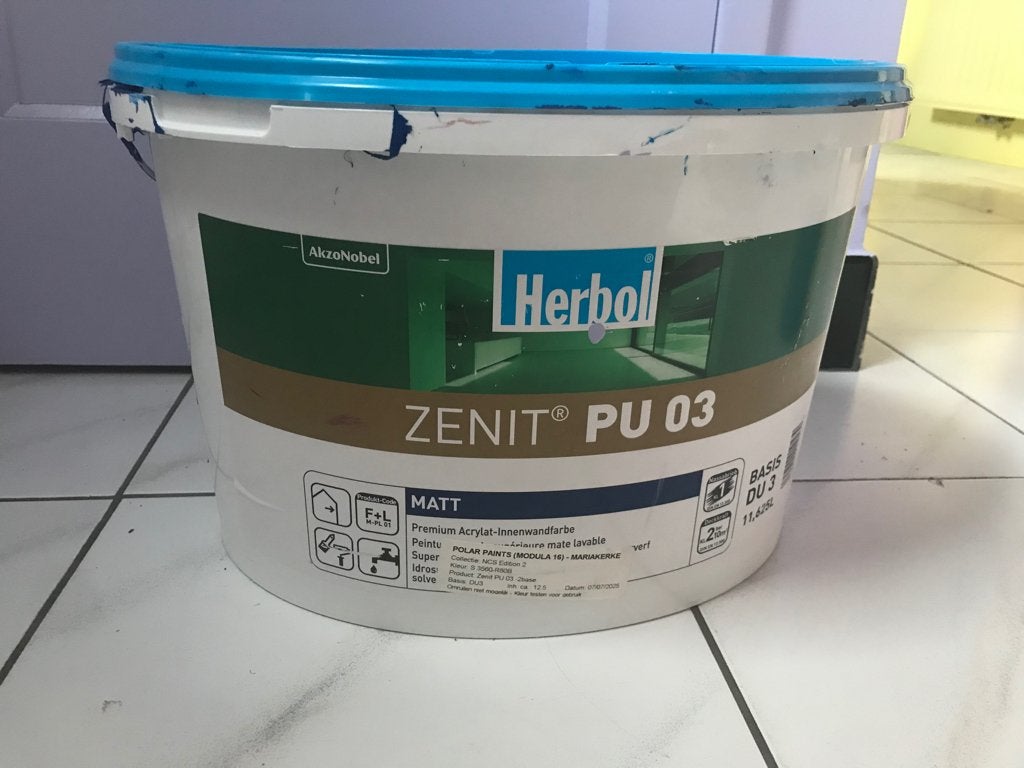 Herbol Zenit pu03 matte acrylverf voor binnen koningsblauw!, Ophalen, 5 tot 10 liter, Blauw, Verf