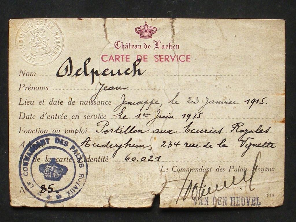 Delpeuch postillon aux écuries royales sous le Roi Léopold 3, Envoi, Armée de terre, Autres types