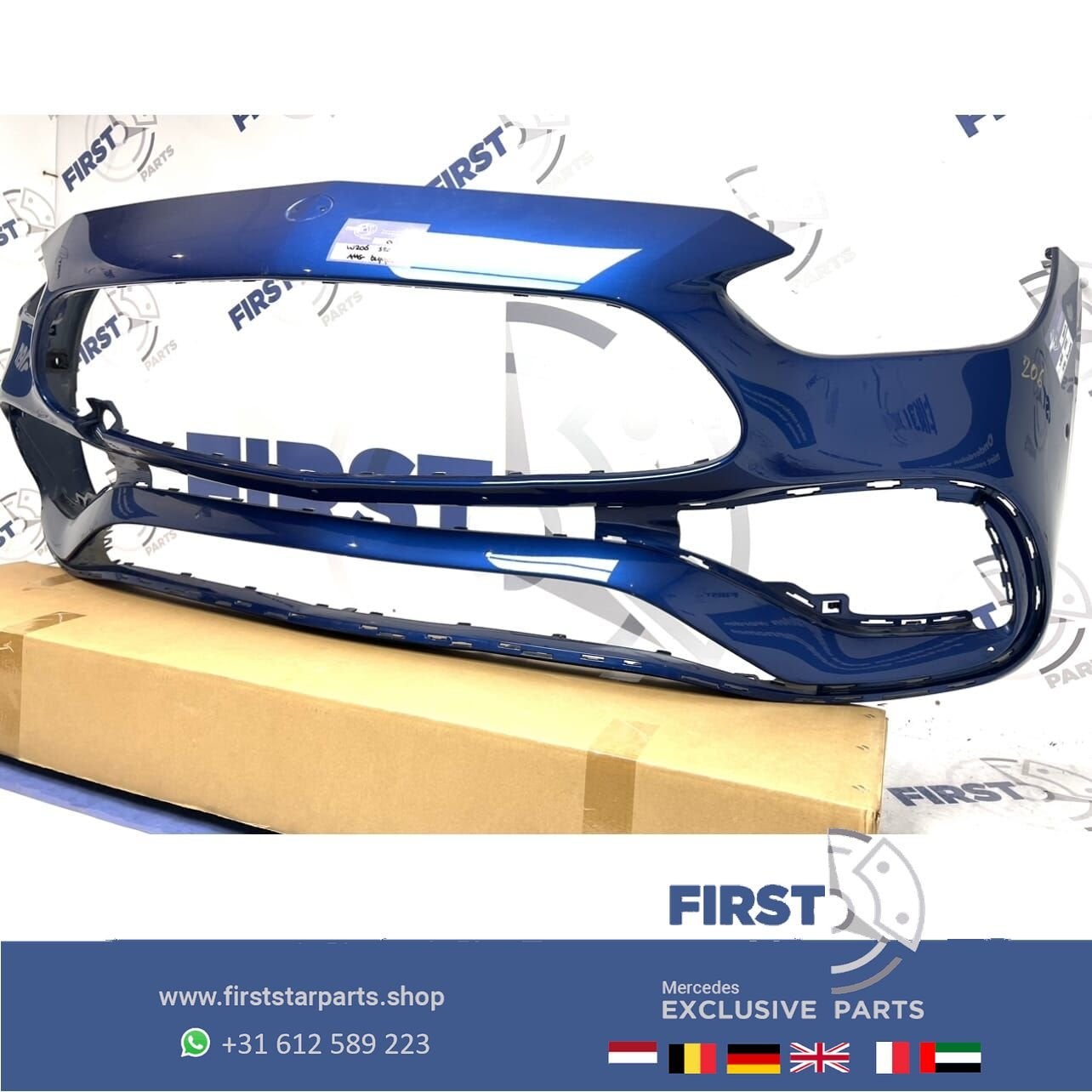 W206 AMG VOORBUMPER 2021-2024 BLAUW Mercedes C Klasse origin, Utilisé, -, Avant, -