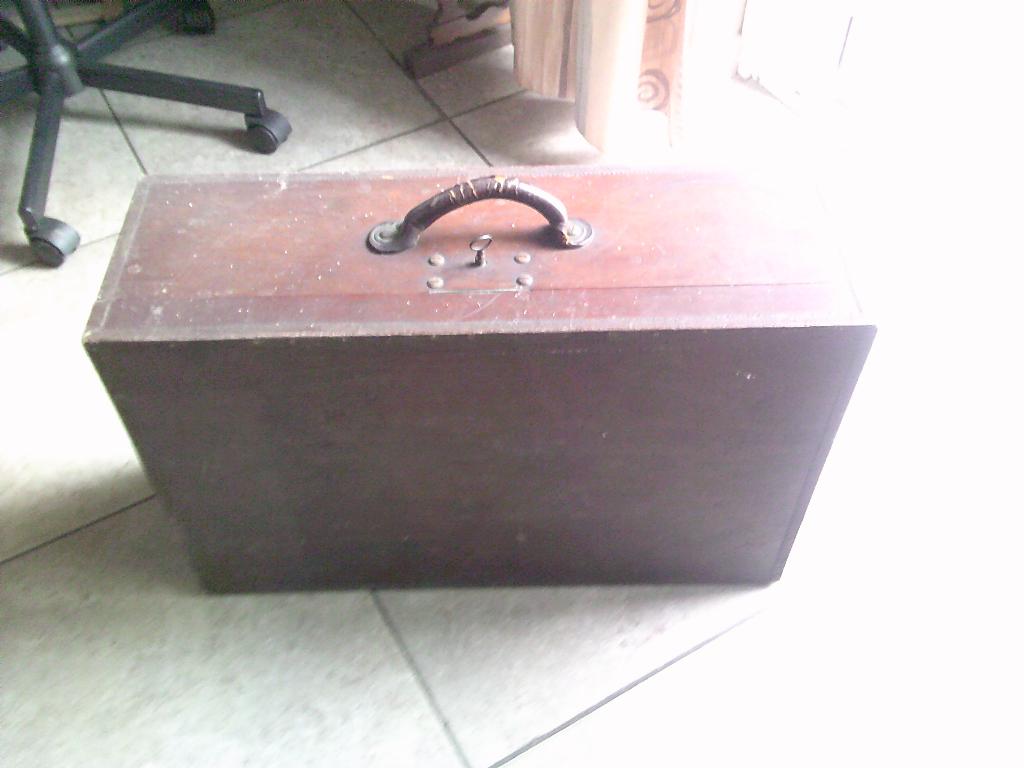houten valies koffer met sleutel, Ophalen, Overige materialen, 50 tot 60 cm, Slot