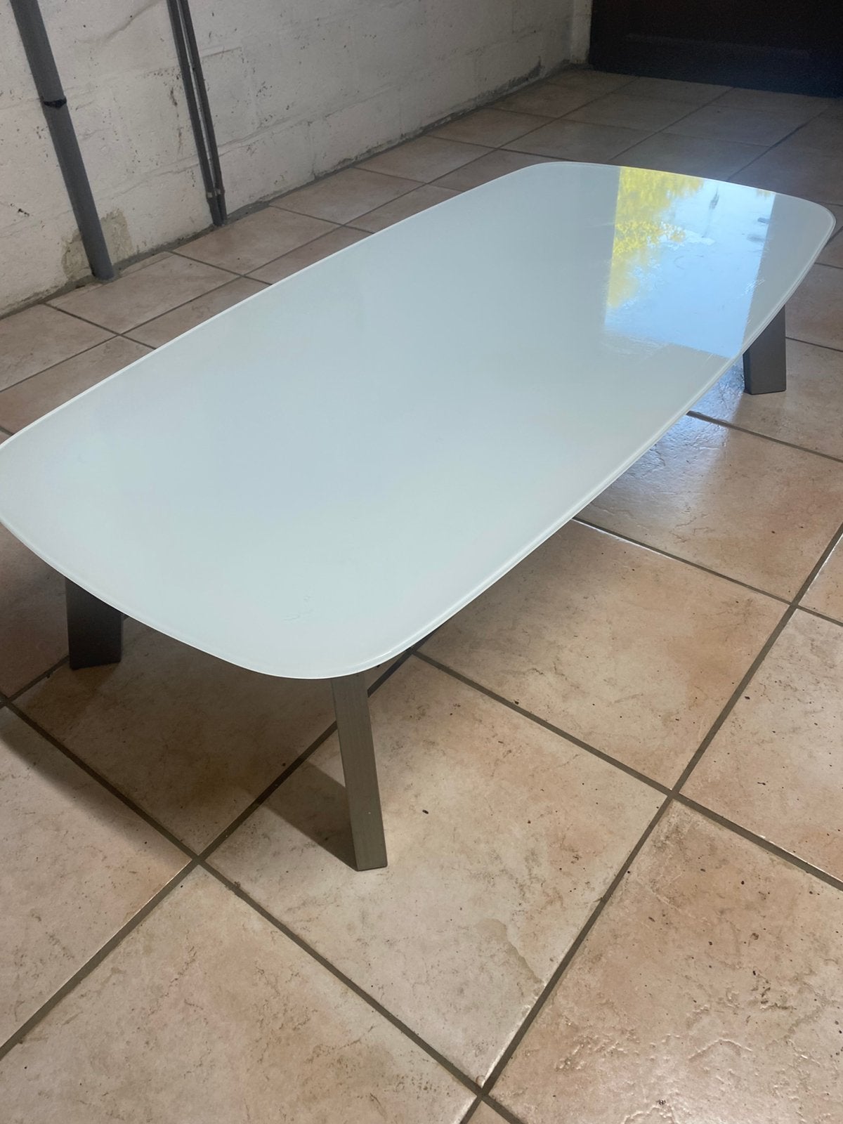 Glazen salontafel, Ophalen, Gebruikt, 100 tot 150 cm, 50 tot 100 cm