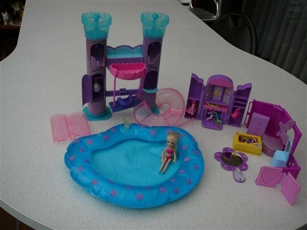 Set Polly Pocket met badje en kastjes en popje, Enlèvement, Utilisé, Ensemble complet