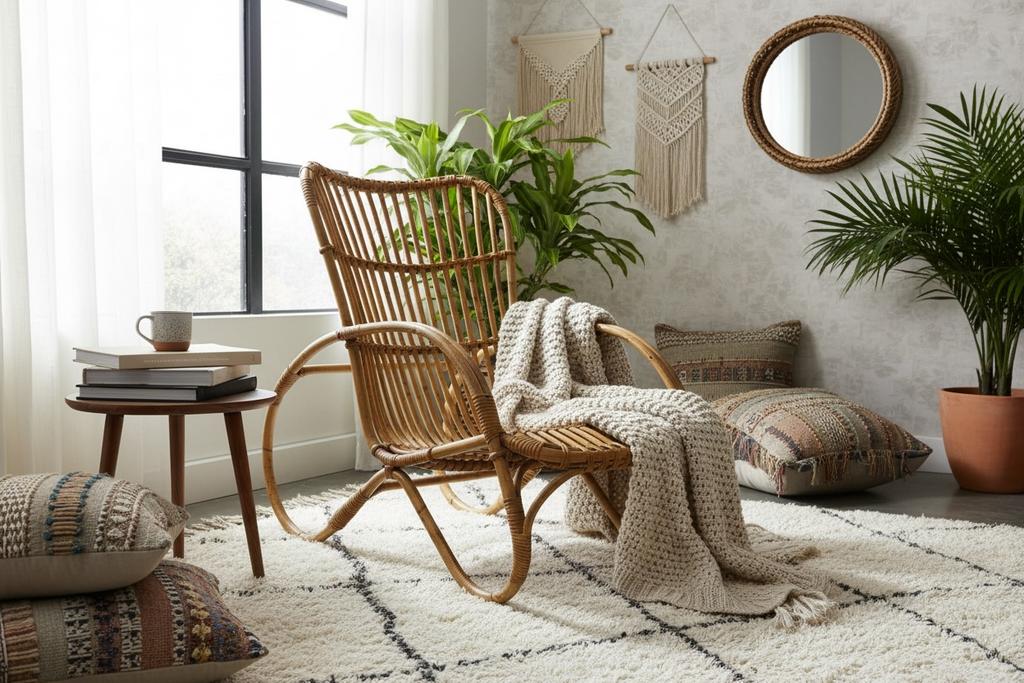 Vintage rotan fauteuil / eenzit / lounge stoel, Antiek en Kunst, Ophalen