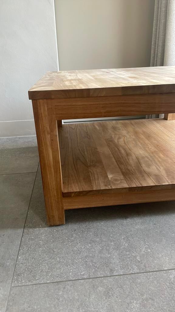 Salontafel hoogwaardige Teak, 80x80, Ophalen, Gebruikt, 50 tot 100 cm, Minder dan 50 cm