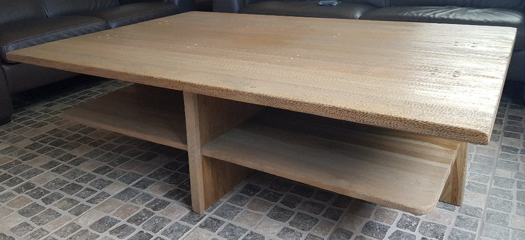 massieve eiken salontafel, 100 à 150 cm, Comme neuf, Enlèvement, Chêne