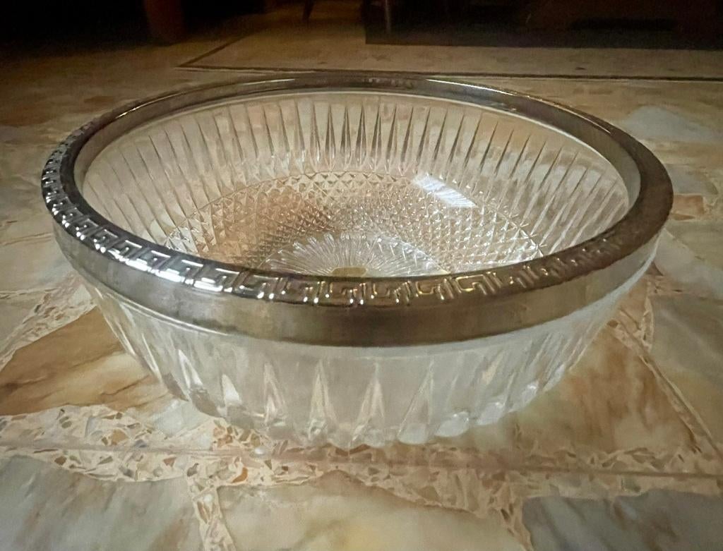 Antieke geciseleerde glazen slakom, Antiek en Kunst, Ophalen of Verzenden