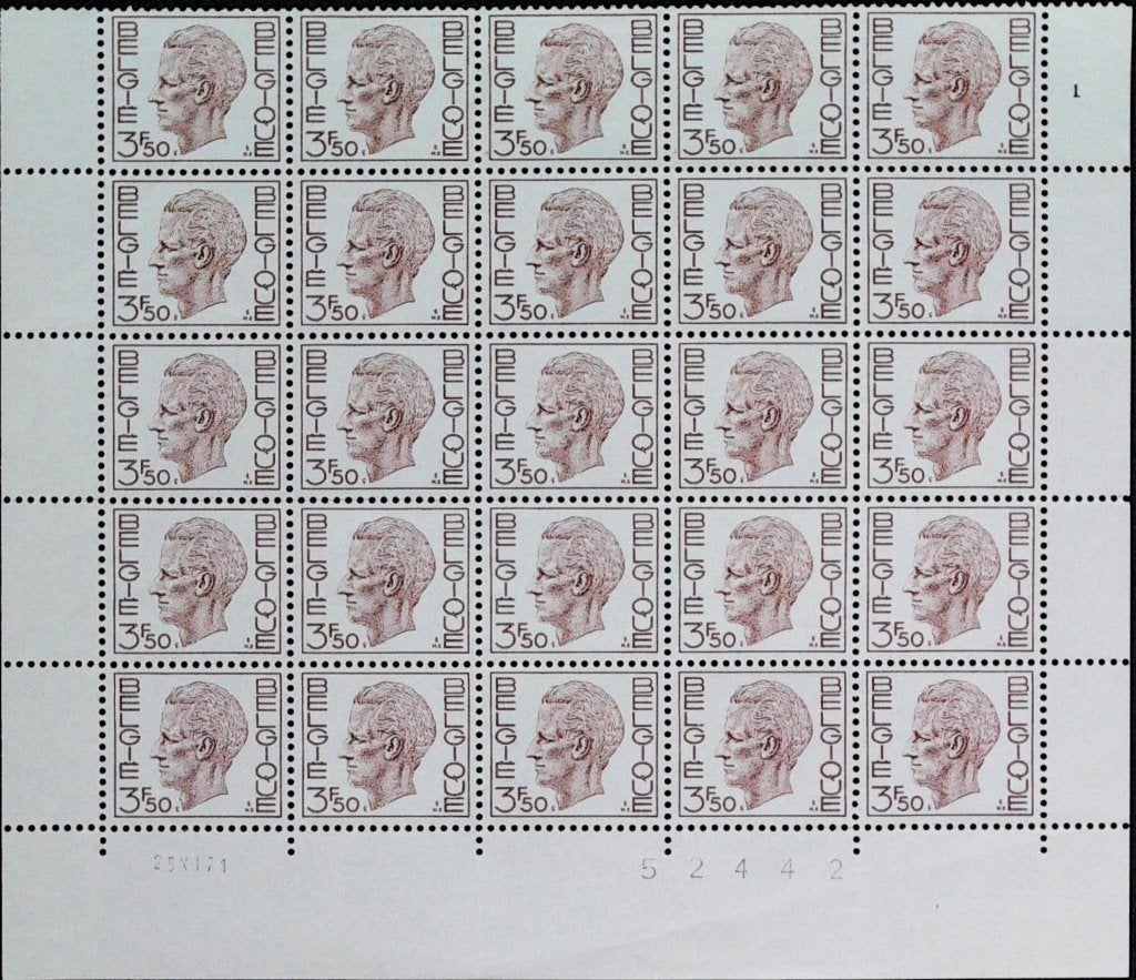 Belgique/Belgique OBP 1543 Type Elström 3.50F Brown, Timbres & Monnaies, Sans timbre, Neuf, Non oblitéré, Timbre-poste