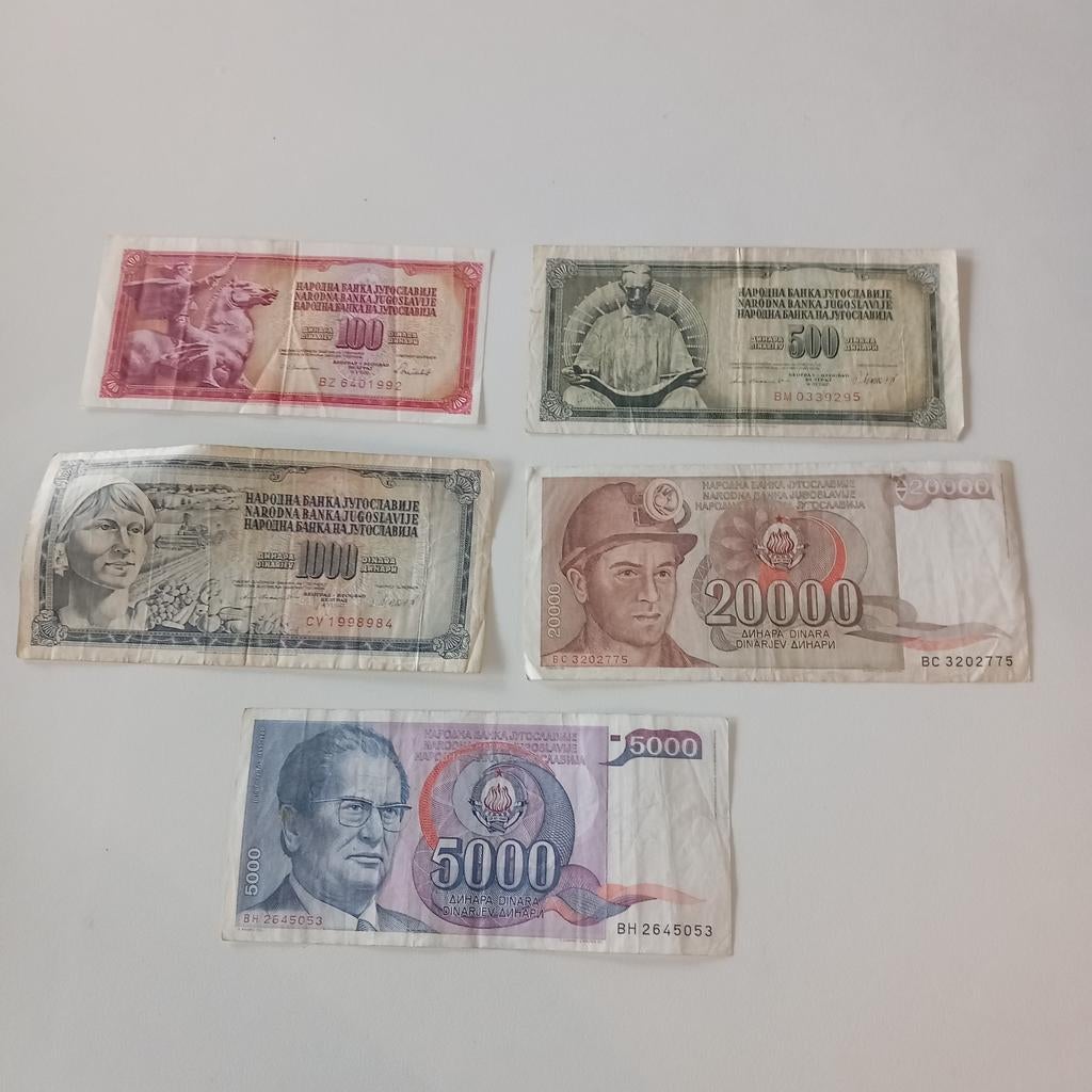 Oude bankbiljetten Joegoslavië 1981/1987, Enlèvement ou Envoi, Yougoslavie
