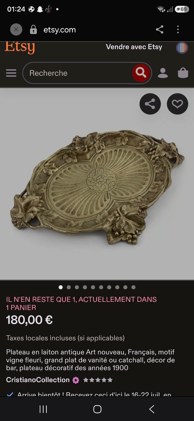Plateau en laiton, Antiek en Kunst, Antiek | Brons en Koper, Ophalen