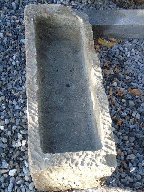 bac ou auge en pierre bleu , jardinière , grand choix !!, Moins de 30 cm, Pierre, Enlèvement, Utilisé