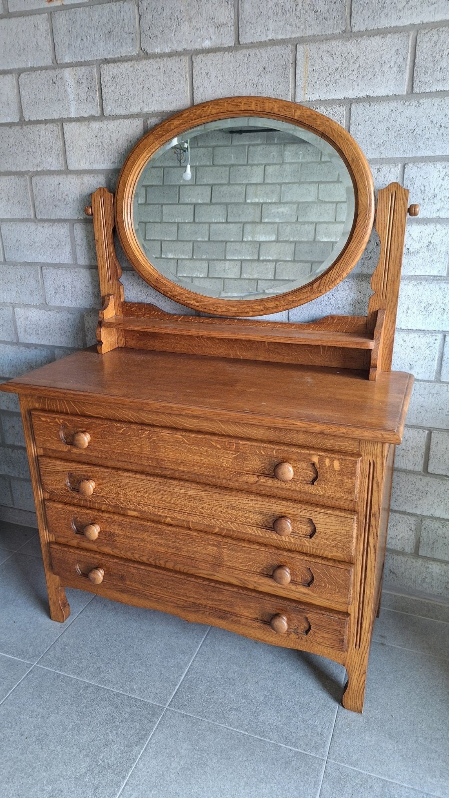 commode met spiegel, Ophalen, Gebruikt, 100 tot 150 cm, Eikenhout