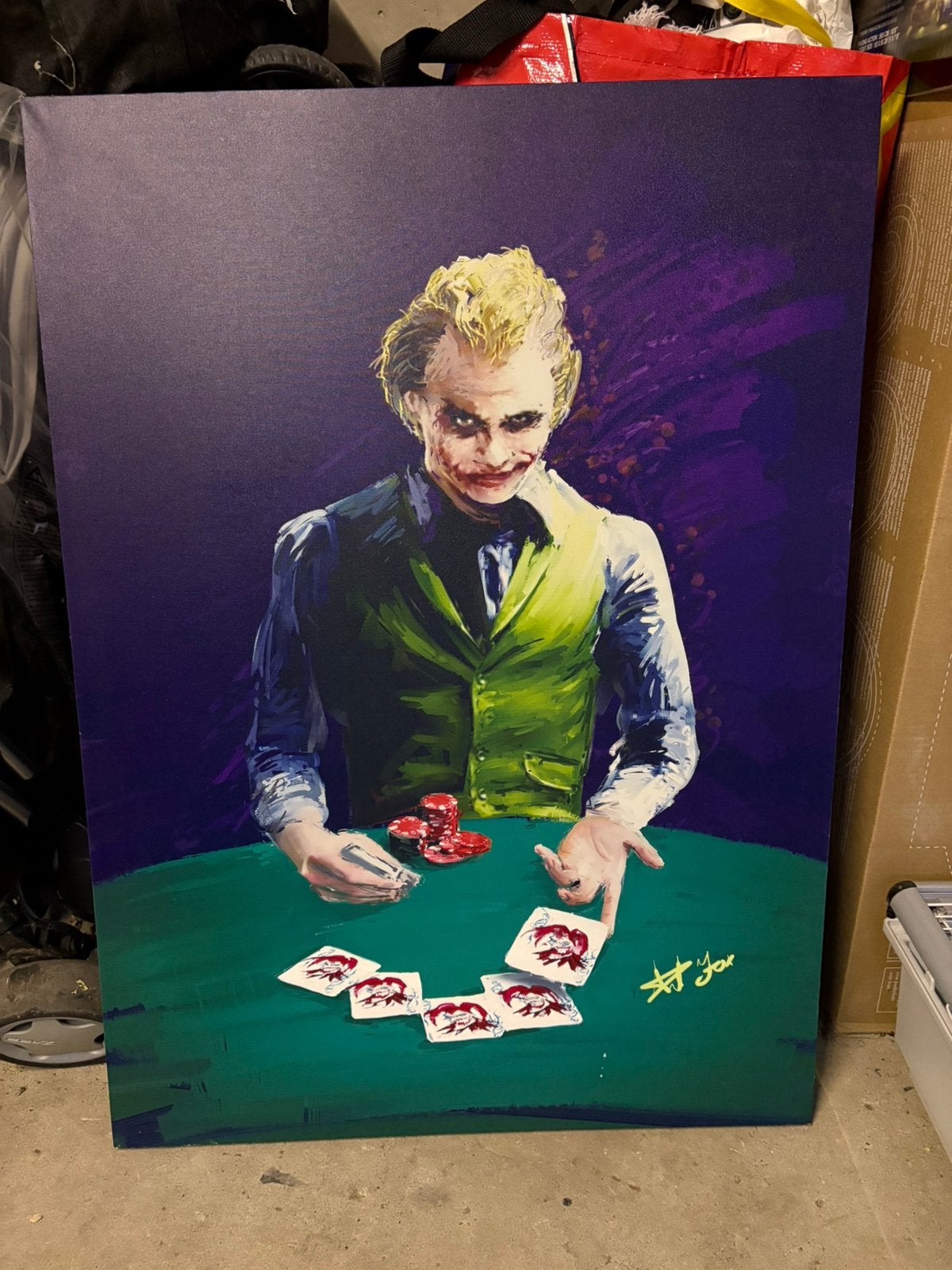 Canvas van The Joker, Antiquités & Art, Enlèvement, Sur cadre en bois, Personnages de BD/dessins animés