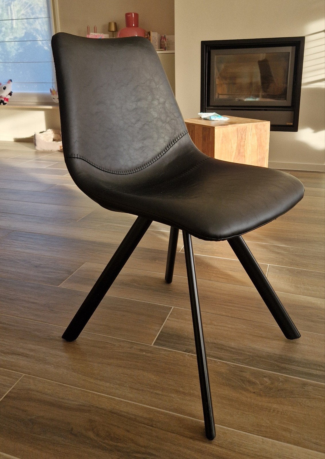6 kunstlederen stoelen., Huis en Inrichting, Ophalen, Zo goed als nieuw, Zwart