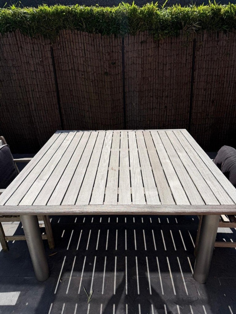 Tuintafel met 6 stoelen Merk Versus by Tribu, Ophalen, Gebruikt, 6 zitplaatsen, Teakhout