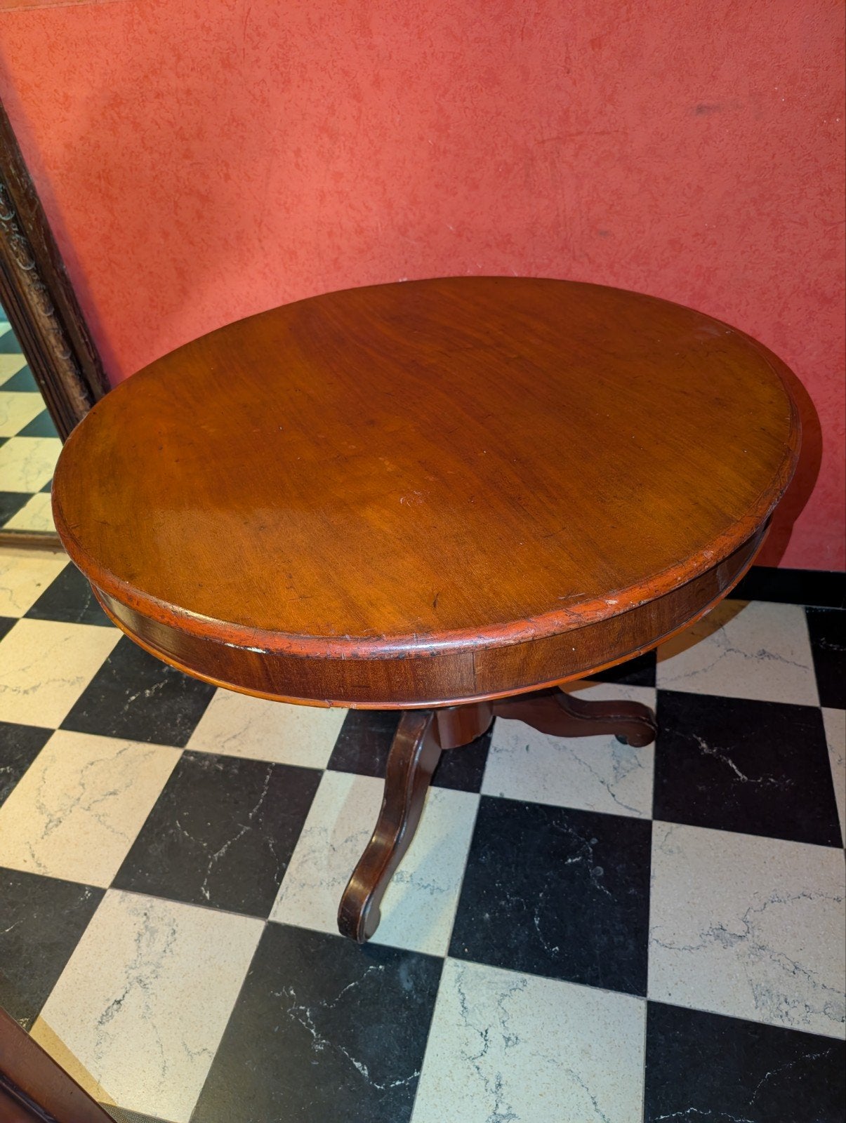 GUÉRIDON / TABLE RONDE EN BOIS MASSIF - ARTISANAT ART MOSAN, Enlèvement